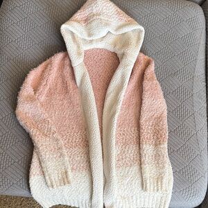 Cozy Pink and Cream Hooded Sweater